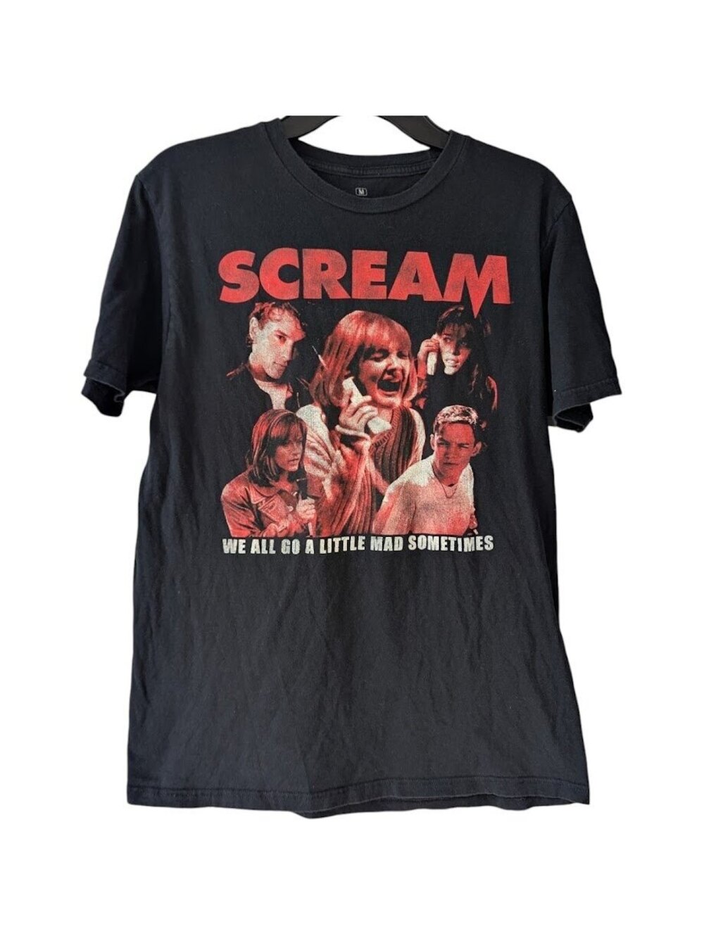 Scream Movie Mens M Black Horror Film Graphic T Shirt We All Go Mad 19x27.5